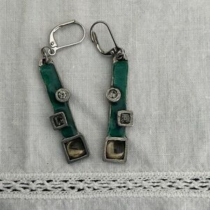 Elegant Green and Silver Earrings, NES